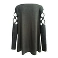 thumbnail image 3 of WNEGSTG Cold Shoulder Shirts for Women V Neck Hollow Rhinestone Solid Blouse Tunic T-Shirt Grey, 3 of 4