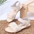 thumbnail image 4 of Xfvqtps Kids Girls Princess Sandals Open Toe Knit Upper Flower Hook and Loop Soft Sole Flats Summer Shoes, 4 of 8