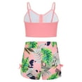 thumbnail image 2 of iiniim Girls 2Pcs Swim Top with Floral Print Swimming Shorts Swimsuit Athletic Summer Beachwear Pink 11-12, 2 of 7