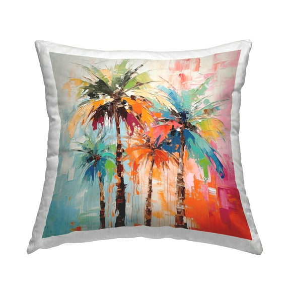 Stupell Industries Abstract Hued Palms Decorative Printed Throw Pillow, 18 x 18