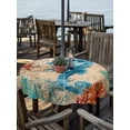 thumbnail image 2 of Outdoor Tablecloth with Umbrella Hole Zipper Sea Seahorse Coastal Round Tablecloth 60" Waterproof Outside Table Cloth Brown Nautical Summer Coral Vintage Patio Table Cover Tablecloths for Picnic, 2 of 8