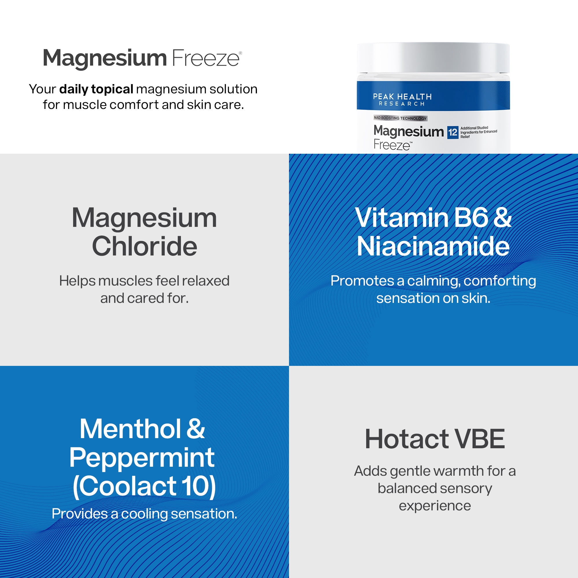 Magnesium Freeze Topical Magnesium Chloride Cream for Joints, Low Back, Sciatic Nerve & More, 4oz