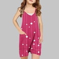 thumbnail image 2 of Odeerbi 5-13 Years Kids Girls Summer Shorts Jumpsuit Retro Print Camisole Romper Casual Breathable Comfortable Suspender Overalls Bib Overall Shorts, 2 of 4