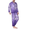 thumbnail image 2 of Fotbe Snowfall Sky White Purple Pijama de Hombre con Estampado de Manga Larga, Conjunto de 2 Piezas, Ropa de Dormir Suave y Cómoda con Bolsillos-Small, 2 of 7