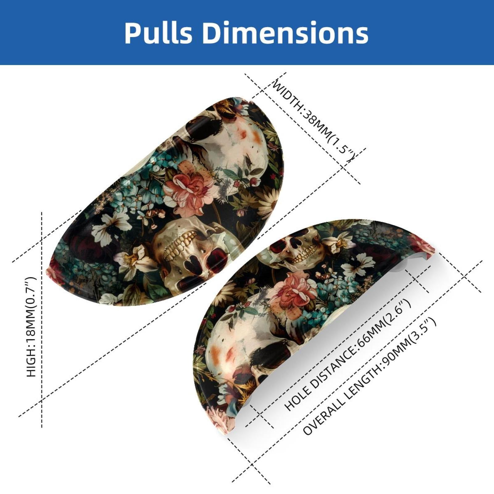 PhooArto 6 Pcs Cup Drawer Pulls, Vintage Floral Skulls Shell Shape Handles Cabinet Knobs for Dresser Cupboard Closet Wardrobe with Screws