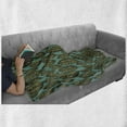 thumbnail image 6 of Botany Soft Flannel Fleece Blanket, Vertical Layout of Fall Foliage Leaves Along Ethnic Motifs Pattern, Cozy Plush for Indoor and Outdoor Use, 60" x 80", Dark Seafoam and Green Brown, by Ambesonne, 6 of 6
