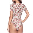 thumbnail image 4 of Balery Rose Flowers Women's Short Sleevee Crew Neck Bodysuit Tops Short Sleeve Tops Basic-Small, 4 of 9