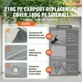 thumbnail image 2 of KFFKFF 10x20ft Replacement Carport Canopy Tent Top + Side Walls Gray, 2 of 9
