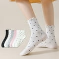 thumbnail image 2 of Women's Polka Dot Ankle Socks Set Soft Cotton Blend Ruffle Trim Cuff Multiple Color Combos 5 Pairs, 5 PK-MUL B, 2 of 6