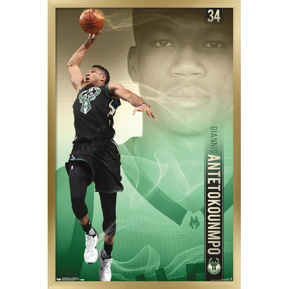 NBA Milwaukee Bucks - Giannis Antetokounmpo 17 Wall Poster, 22.375" x 34", Framed