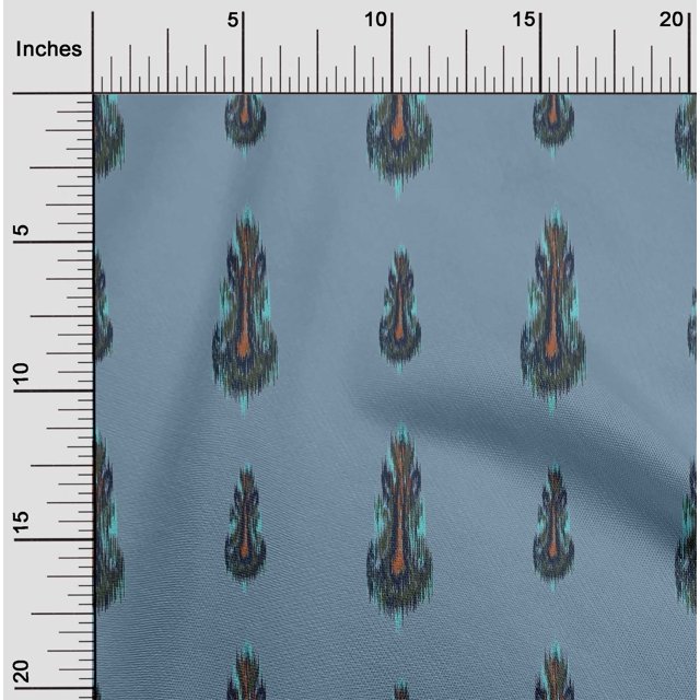 oneOone Polyester Lycra Fabric Ethnic Ikat Printed Fabric 1 Yard 56 Inch Wide