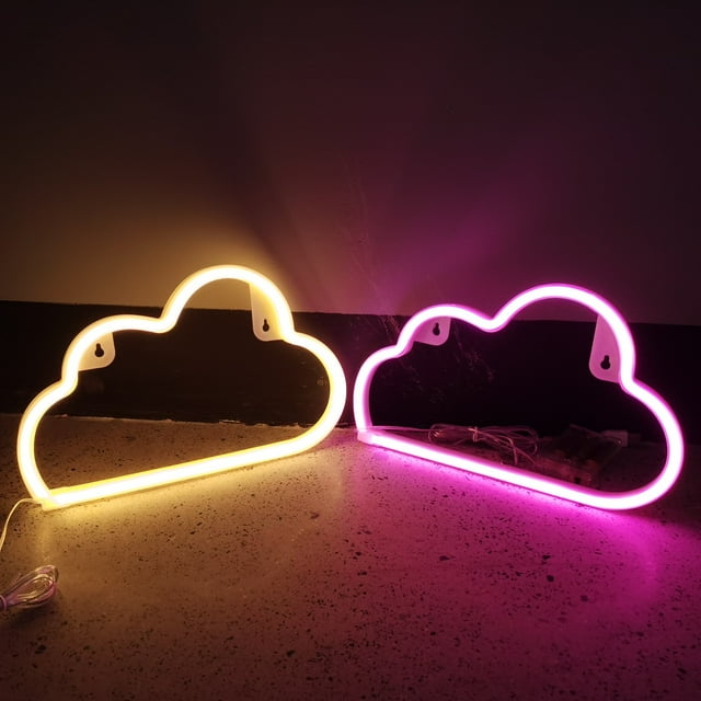 Letreros de neón de nube, luz de neón de nube LED para decoración de pared, con batería o USB, decoración en forma de letrero de nube, luces de pared para dormitorio, estética, adolescente,