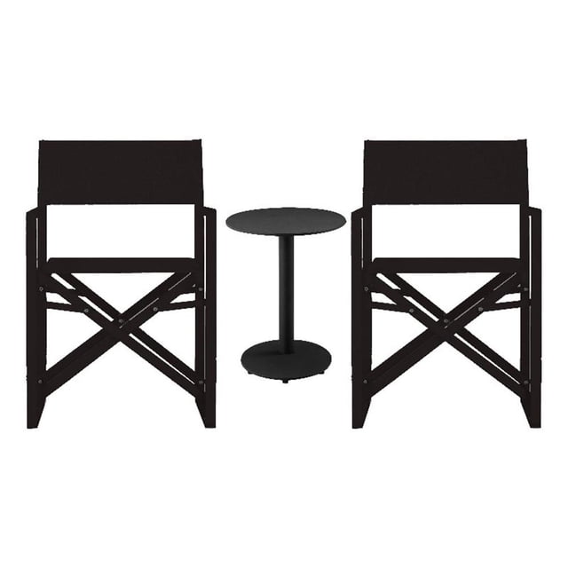 Pemberly Row Ensemble Bistro Moderne en Aluminium de 3 Pcs, Fini Noir