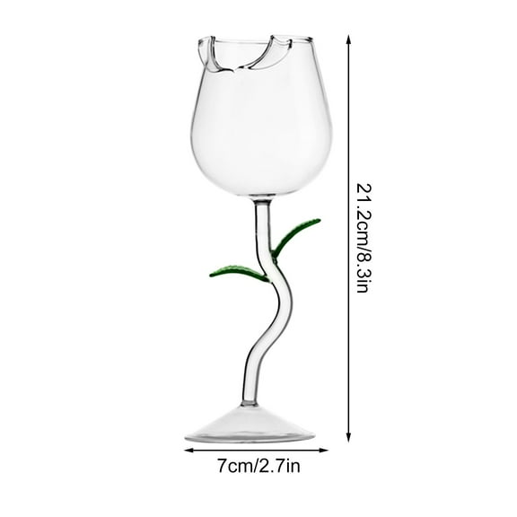 Rose Red Wine Glass with Floral Design | 150ml Tall Stemware for Red Wine, Cocktails & Spirits | Elegant High-Foot Glass Cup | 1-Piece