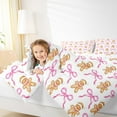 thumbnail image 4 of Manfei Kawaii Bow Tie King Size Comforter Sets,Christmas Gingerbread Man Bedding Comforter Set,Pink Brown White Bedding Set For Boys Girl,Luxury Bedroom Decor Reversible,3pcs, 4 of 8