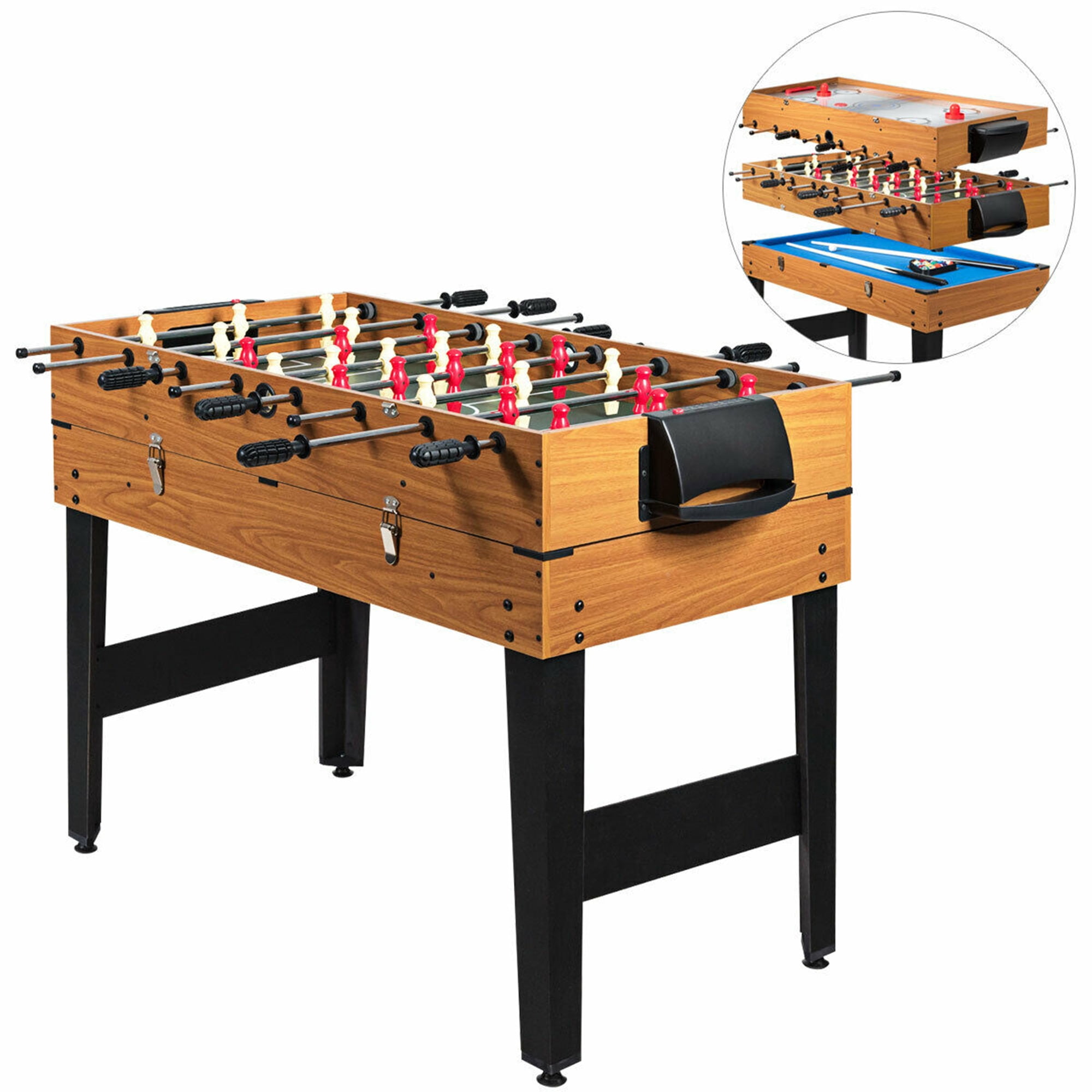 Carmelli Playmaker 3-in-1 Foosball Multi-Game Table with Soccer and Hockey Practice Goals 