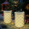 thumbnail image 1 of Solar Lantern Light for Decor - Outdoor Tabletop Lanterns Waterproof Lamp Hanging Garden Lights with Handle Decorations for Patio, Backyard, Pathway, Yard Tree - Cream Color (2 Pack), 1 of 7