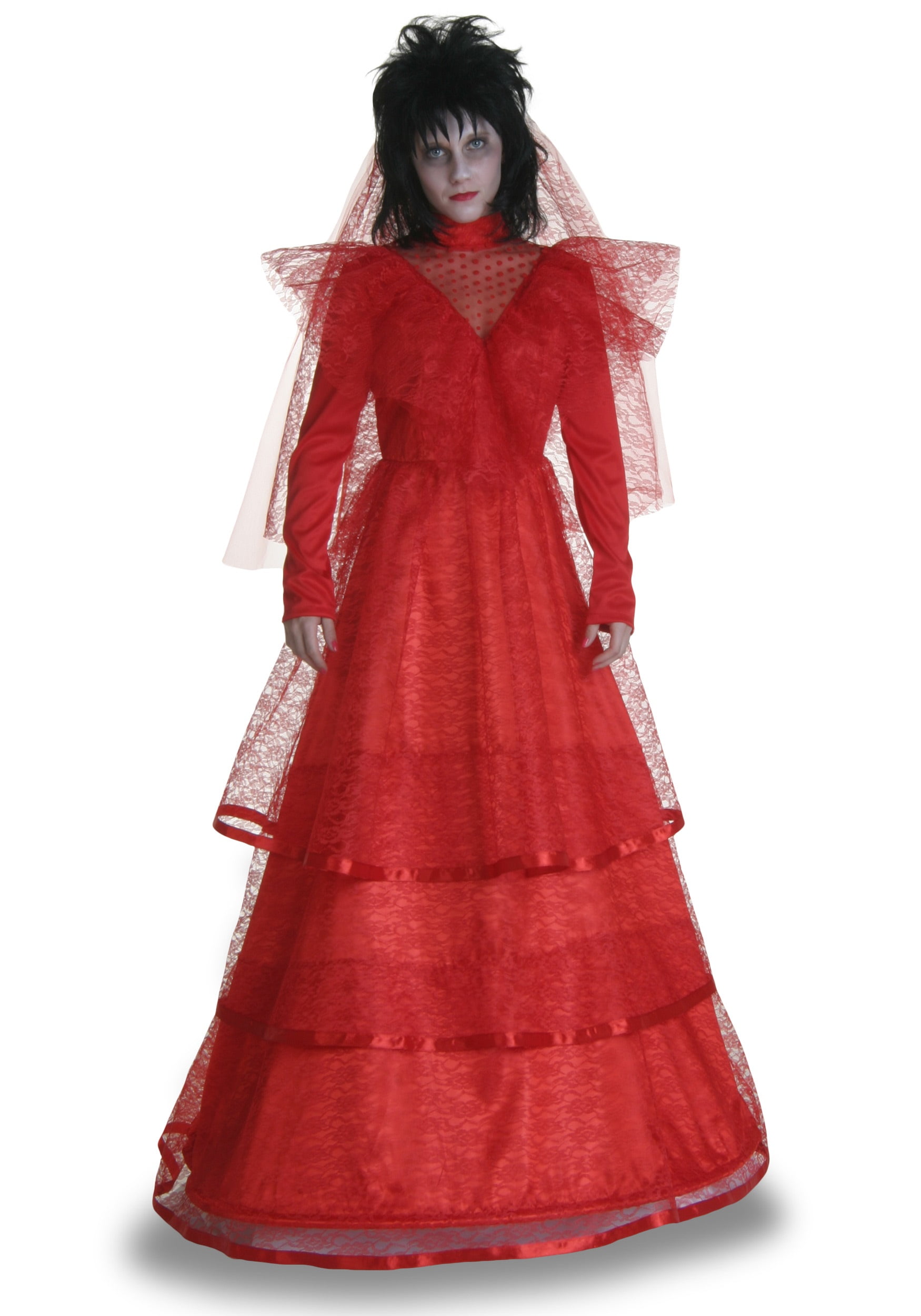 Lydia Beetlejuice Red Dress Costume On
