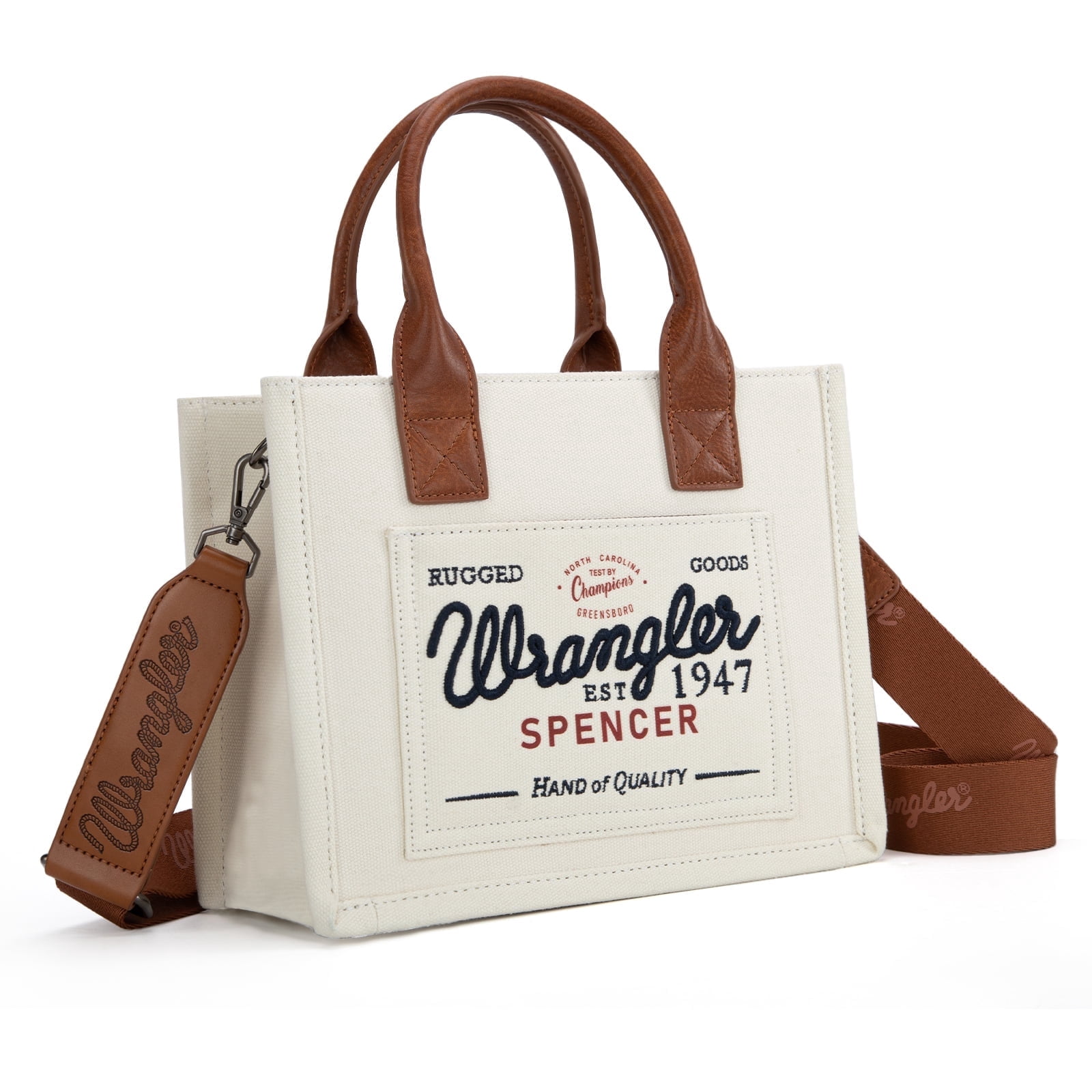 Wrangler Tote Bag for Women Retro Canvas Top Handle Purses and Handbags, Beige
