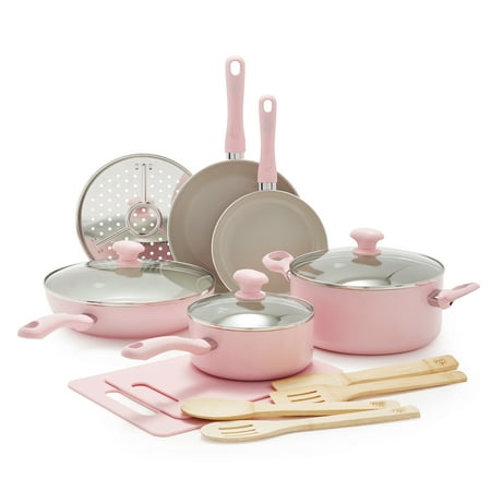 GreenLife Ceramic Nonstick Pink 15pc Set It Was Alreadi Used 