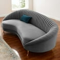 thumbnail image 4 of Tufted Sofa, Velvet, Grey Gray, Modern Contemporary Urban Design, Living Lounge Room Hotel Lobby Hospitality, 4 of 8