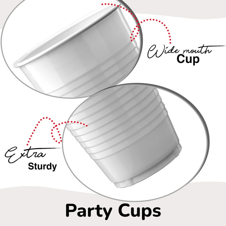12.5 Oz Round White and Gold Plastic Coffee Cup - Luxe Party –