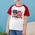 thumbnail image 2 of CFLVAEK T-Shirts Graphiques Drapeau Américain Manches Courtes Raglan Patriotiques Col Rond Jour de l'Indépendance 2025 3 Ans, 2 of 8