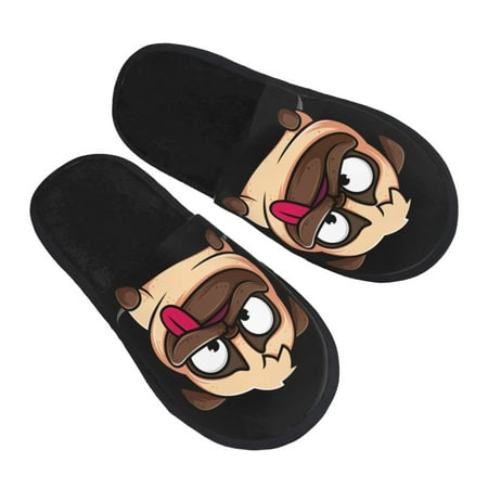 

Cozy Slippers for Women Men Cartoon Pug Dog Winter Slippers Warm Home Indoor Shoes