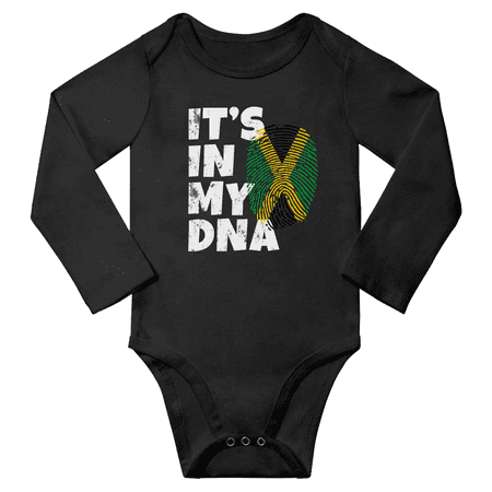 

It s In My Jamaican DNA Baby Long Sleeve Bodysuit Romper (Black 18 Months)