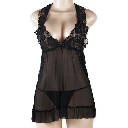 Black 3X-Large 2Pcs Women Bee Long Robes for Women Lingerie Gown Negligee Lingerie Lace Plus Size Bustier Lingerie for Women Plus Size Nightwea Underwear