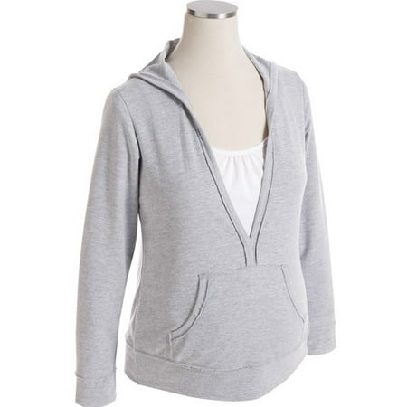 Maternity Long-Sleeve Mock-Layer Pullover Hoodie