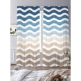 thumbnail image 4 of Sheer Curtains 84 inches Long 2 Panels Set Geometric Beach Striped Pattern Light Filtering Sheer Drapes Rod Pocket Window Curtains for Living Room/Bedroom, Blue Brown White Wave Pattern, 4 of 8