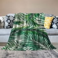 thumbnail image 2 of JRXY Flannel Throw Blanket Green Tree Tropical Palm Leaves Jungle Leaf Floral Pattern Home Decorative Warm Cozy Soft Blanket for Couch Sofa Bed White, 2 of 6