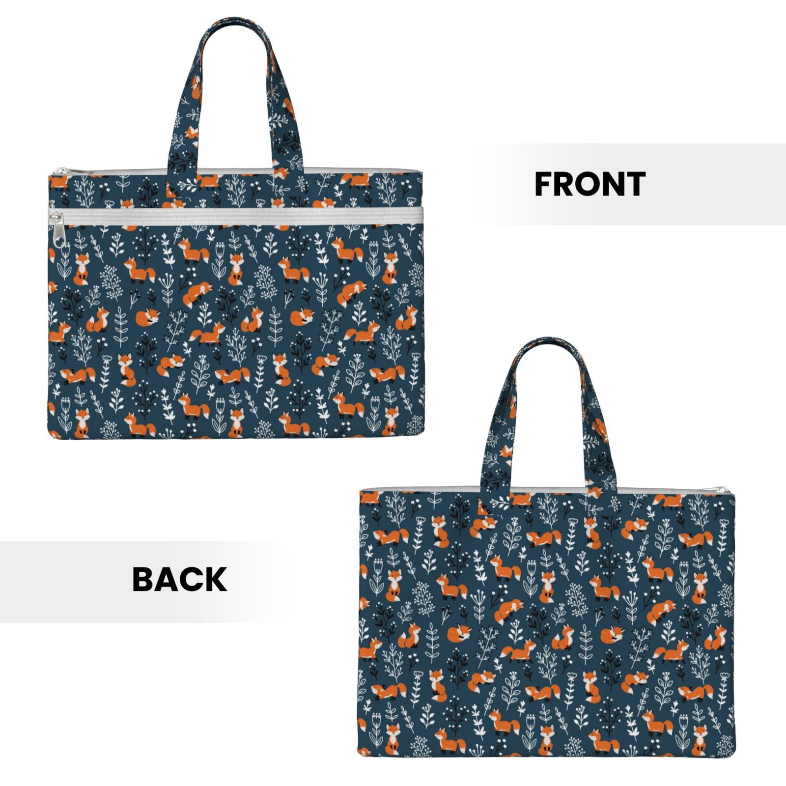 Kdxio cute fall fox File Tote Document Bag Business Briefcase Bag Document Organizer Tote Briefcase for Letter A4 Files Business Teacher Office Bag