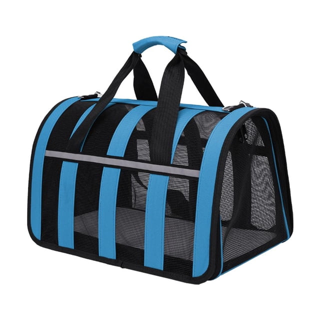 Pet Cat Carrier Bolso al aire libre Bolsa plegable para mascotas Bolsa de viaje para mascotas (Azul S)