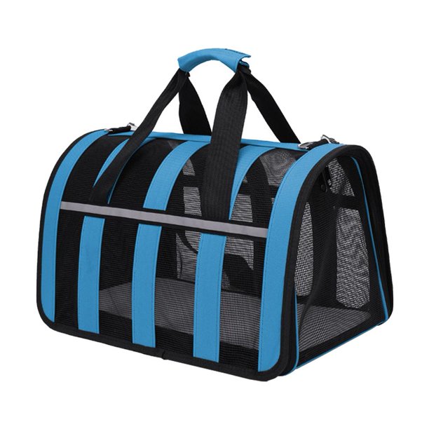 Pet Cat Carrier Bolso al aire libre Bolsa plegable para mascotas Bolsa de viaje para mascotas (Azul S)