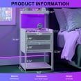 thumbnail image 2 of SYTHERS FCH White Wood Steel 2 Drawers Shelf LED Light Strips Nightstand With Socket With Charging Station & USB Ports Bed Table, 2 of 8