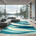 thumbnail image 2 of ODIKA 8'x10' Ultra-Soft Area Rug, Bathroom Nautical Compass Wave Border Decorative Ocean Funky None Washable, Bare feet friendly, Silk-Touch for Bedroom, Under Sectional, 2 of 7