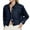 Dark Blue, variant on Summer Tops for Women Crop Denim Jacket Long Sleeve Jean Lapel Collar Denim Blouse Shirts for Women Blue L