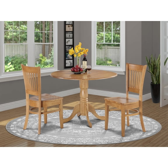 DLVA3-OAK-W 3 Pc Kitchen nook Dining set-small Table and 2 dinette Chairs Chairs