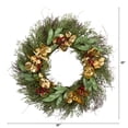 thumbnail image 2 of Nearly Natural 20in. Cedar, Ruscus, Berries and Golden Eucalyptus Artificial Wreath, 2 of 3