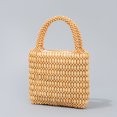 thumbnail image 1 of Xiao Hua Bolso de hombro tejido para mujer, bolso de mano y neceser, elegante bolso de playa de verano, 19 x 4 x 18 cm (amarillo)., 1 of 4