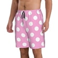 thumbnail image 2 of Balery Pink And White Polka Dot Traje de Baño Estilo Hawaiano para Hombre, Shorts de Secado Rápido con Bolsillos-Small, 2 of 6