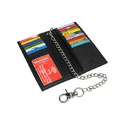 RFID Blocking Chain Wallets for Men Biker Long Bifold Genuine Leather Wallet with Chain