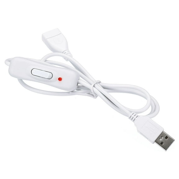 Uxcell USB Extension Cable with ON/Off Switch Extension Power Cords Adapter with LED Indicator White