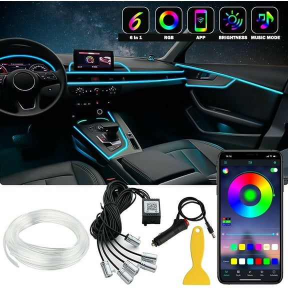 8M Auto Car Interior Atmosphere Wire Strip Light LED Decor Lamp Accessories APP