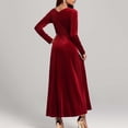 thumbnail image 4 of Oksale Floor Length Velvet Dresses for Women Trendy Square Neck Maxi Dress Vintage Long Sleeve Dresses Elegant Soft Party Dress for Wedding Guest Red M, 4 of 4