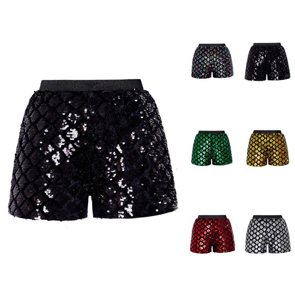 Sequin Shorts for Women 2026 Summer High Waist Stretchy Glitter Bodycon Shorts Clubwear Rave Outfits