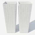 thumbnail image 1 of 24 Inch Tall Plastic Planters Set of 2,Large Rattan Tall Planter with 4 Drainage Holes,Indoor/Outdoor Decorative Flower Pots for Patio,Backyard, Home Garden, 1 of 7