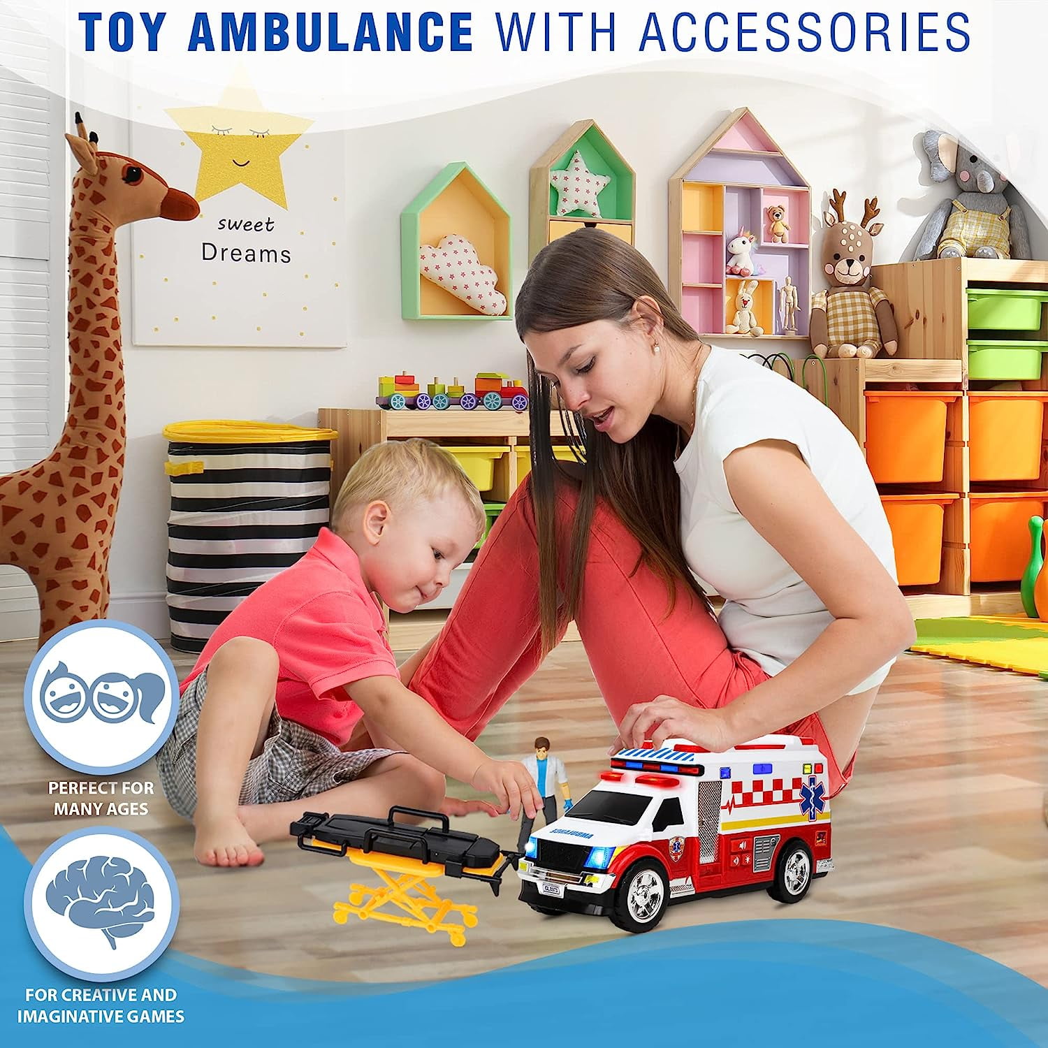 Playkidz Ambulance Toy Truck Play Learn Toddler Toy Car with